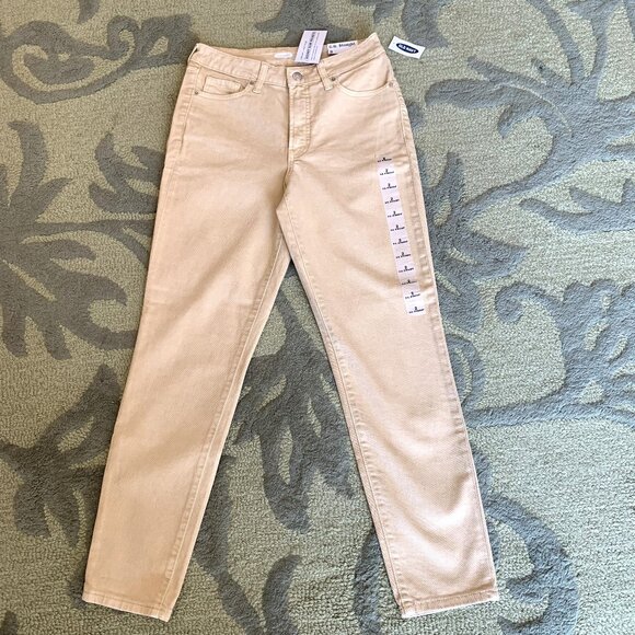 Old Navy Denim - NWT Old Navy Beige Pants. Straight Leg High Rise Women Size 2 Pockets